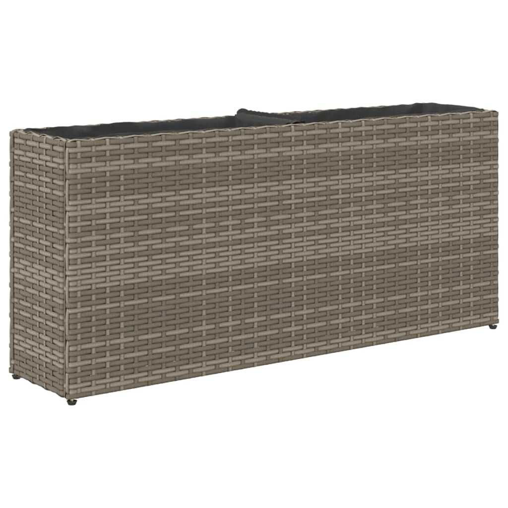 Plantenbakken met 2 potten 2 st 90x20x40 cm poly rattan grijs is nu te koop bij PeponiXL, paradijselijk wonen!