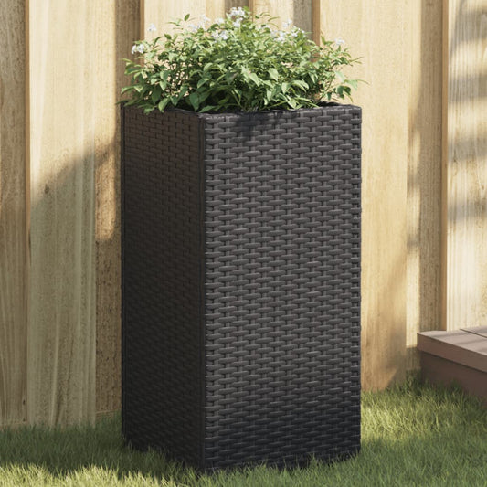 Plantenbakken 2 st 30x30x60 cm poly rattan zwart is nu te koop bij PeponiXL, paradijselijk wonen!