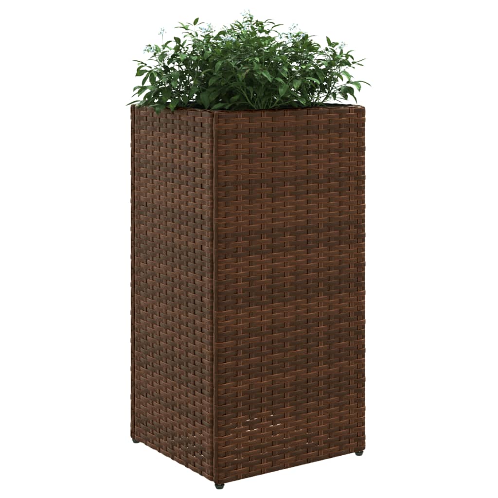 Plantenbakken 2 st 30x30x60 cm poly rattan bruin is nu te koop bij PeponiXL, paradijselijk wonen!