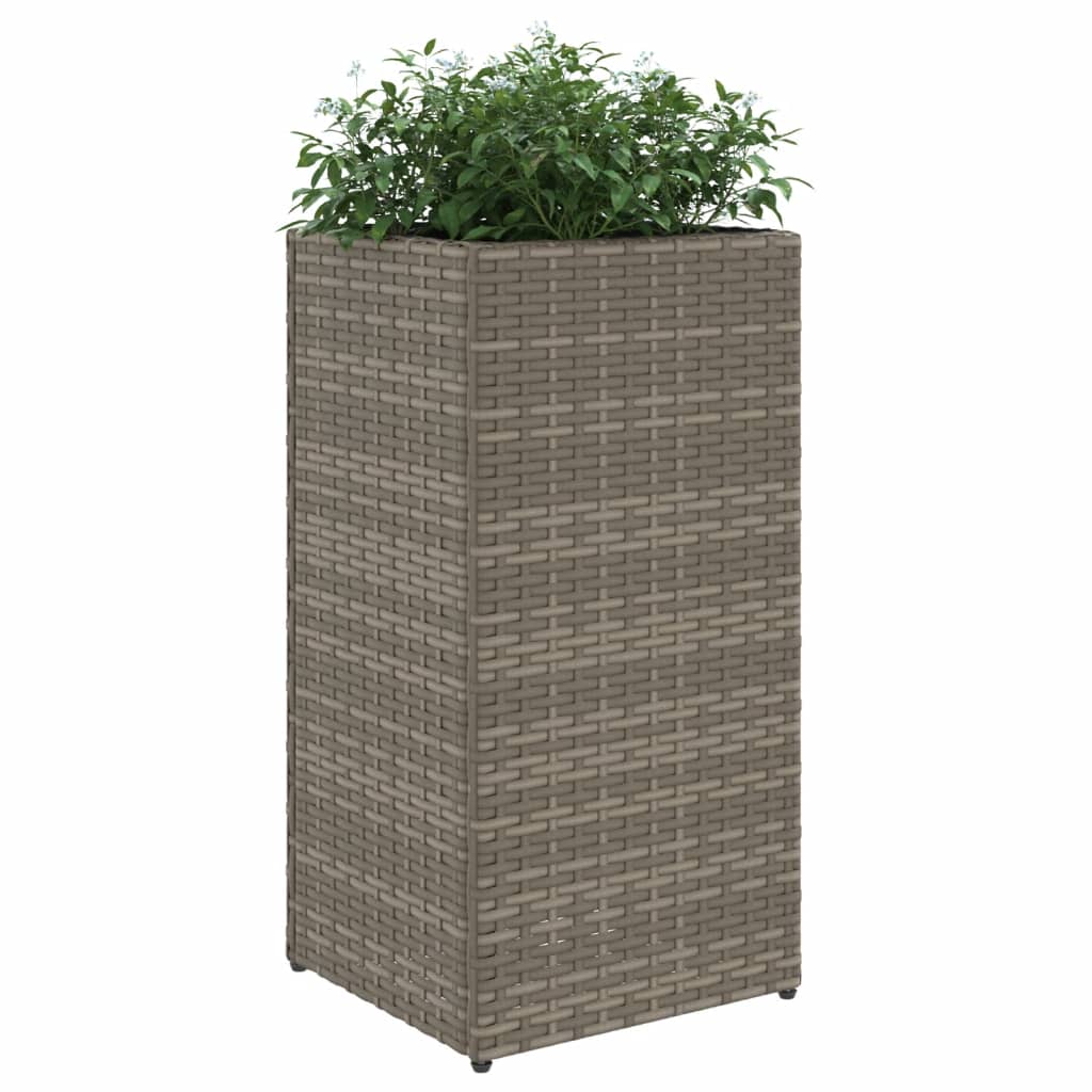 Plantenbakken 2 st 30x30x60 cm poly rattan grijs is nu te koop bij PeponiXL, paradijselijk wonen!