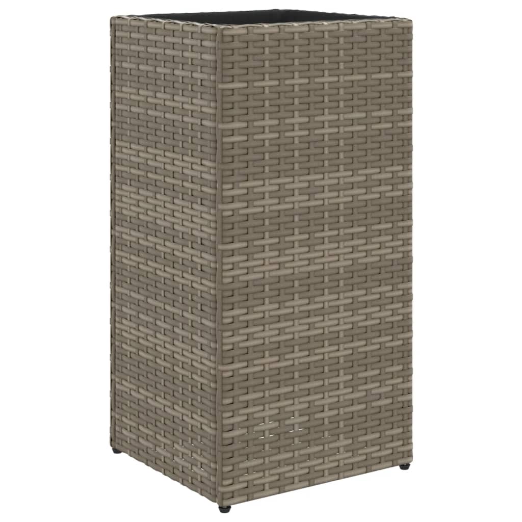 Plantenbakken 2 st 30x30x60 cm poly rattan grijs is nu te koop bij PeponiXL, paradijselijk wonen!