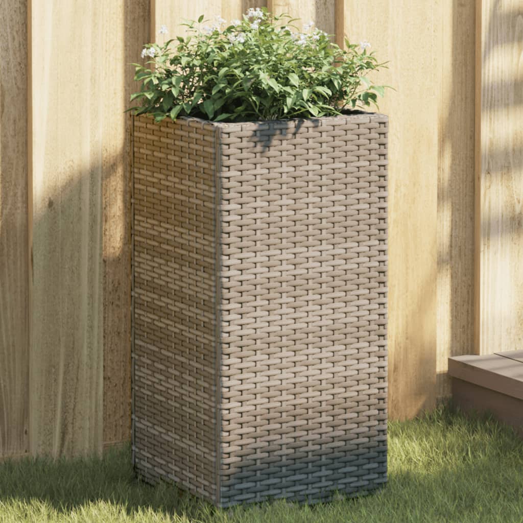 Plantenbakken 2 st 30x30x60 cm poly rattan grijs is nu te koop bij PeponiXL, paradijselijk wonen!