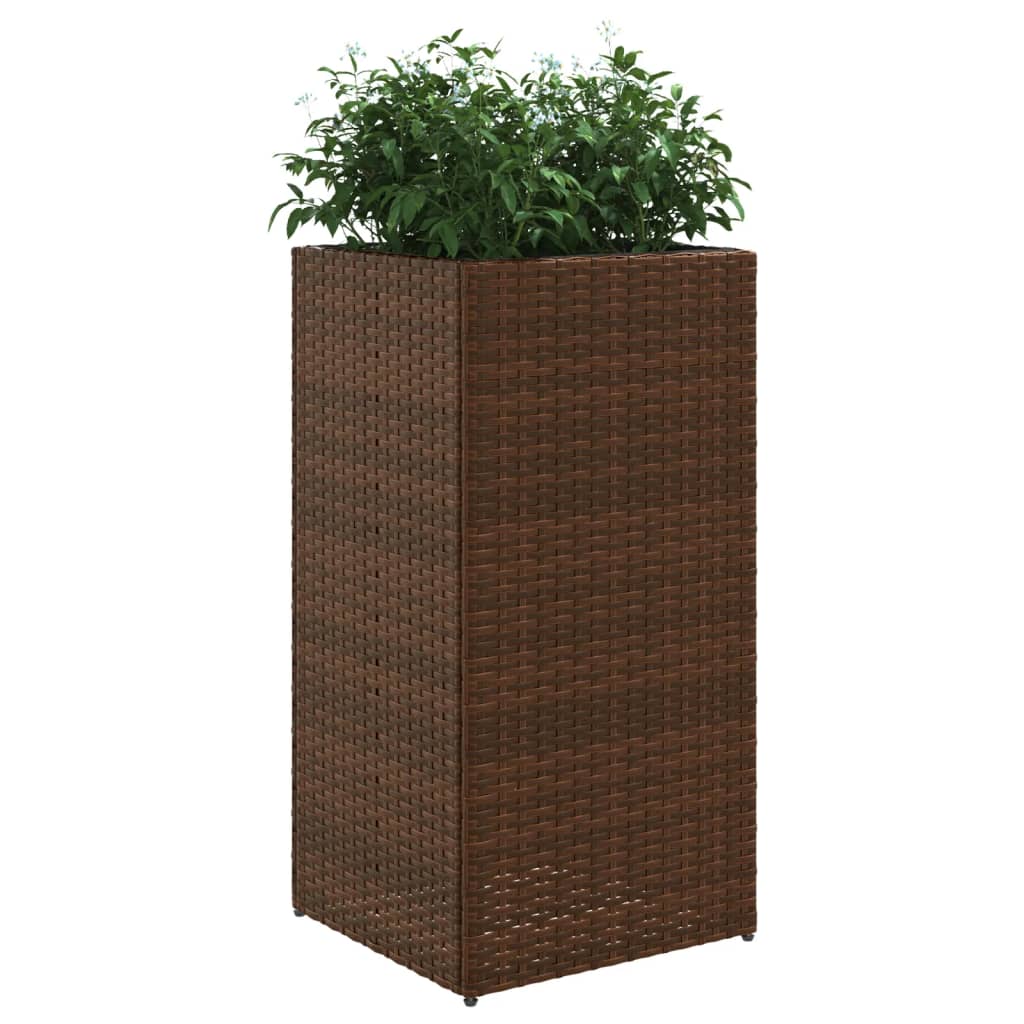 Plantenbakken 2 st 40x40x80 cm poly rattan bruin is nu te koop bij PeponiXL, paradijselijk wonen!