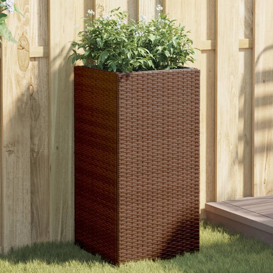 Plantenbakken 2 st 40x40x80 cm poly rattan bruin is nu te koop bij PeponiXL, paradijselijk wonen!