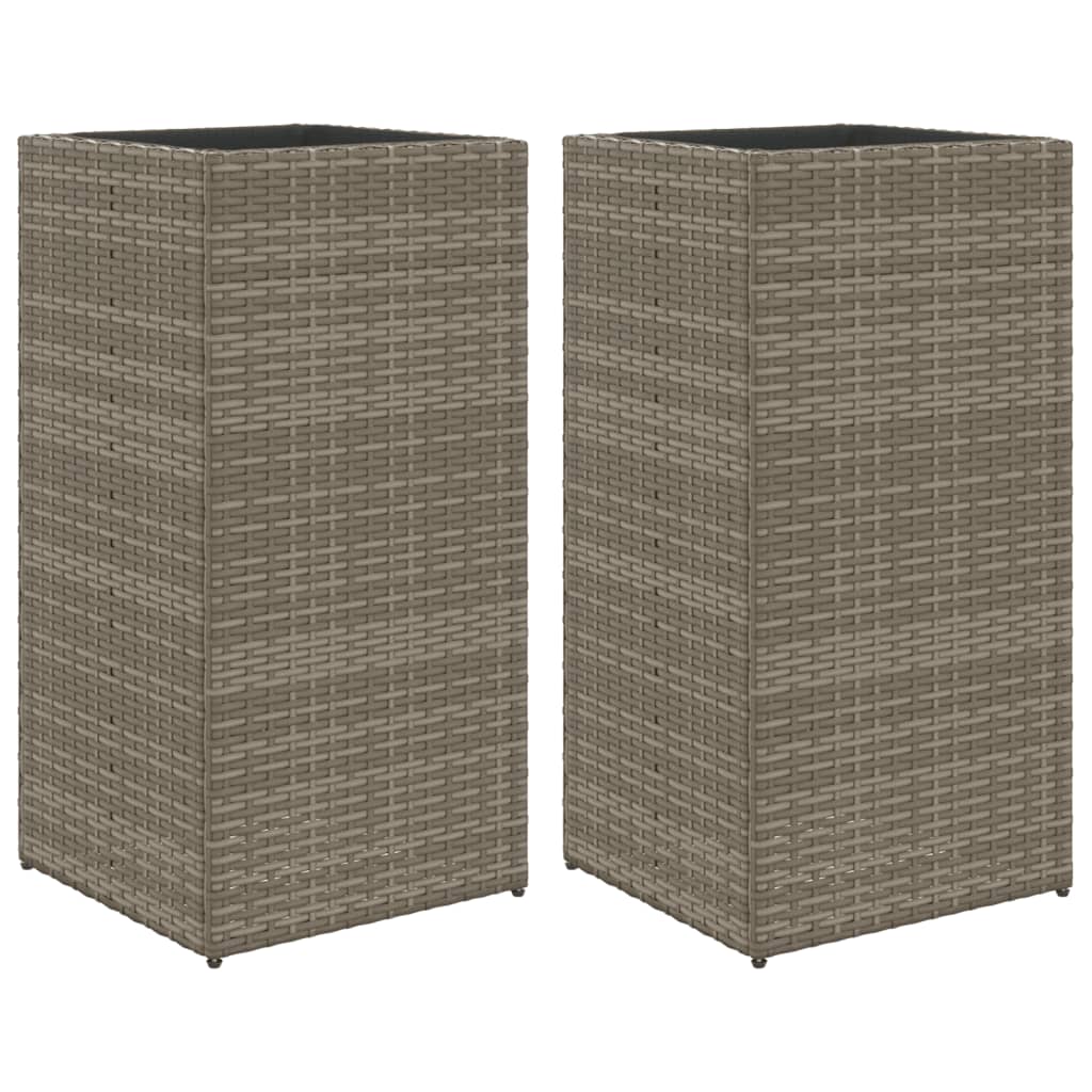 Plantenbakken 2 st 40x40x80 cm poly rattan grijs is nu te koop bij PeponiXL, paradijselijk wonen!
