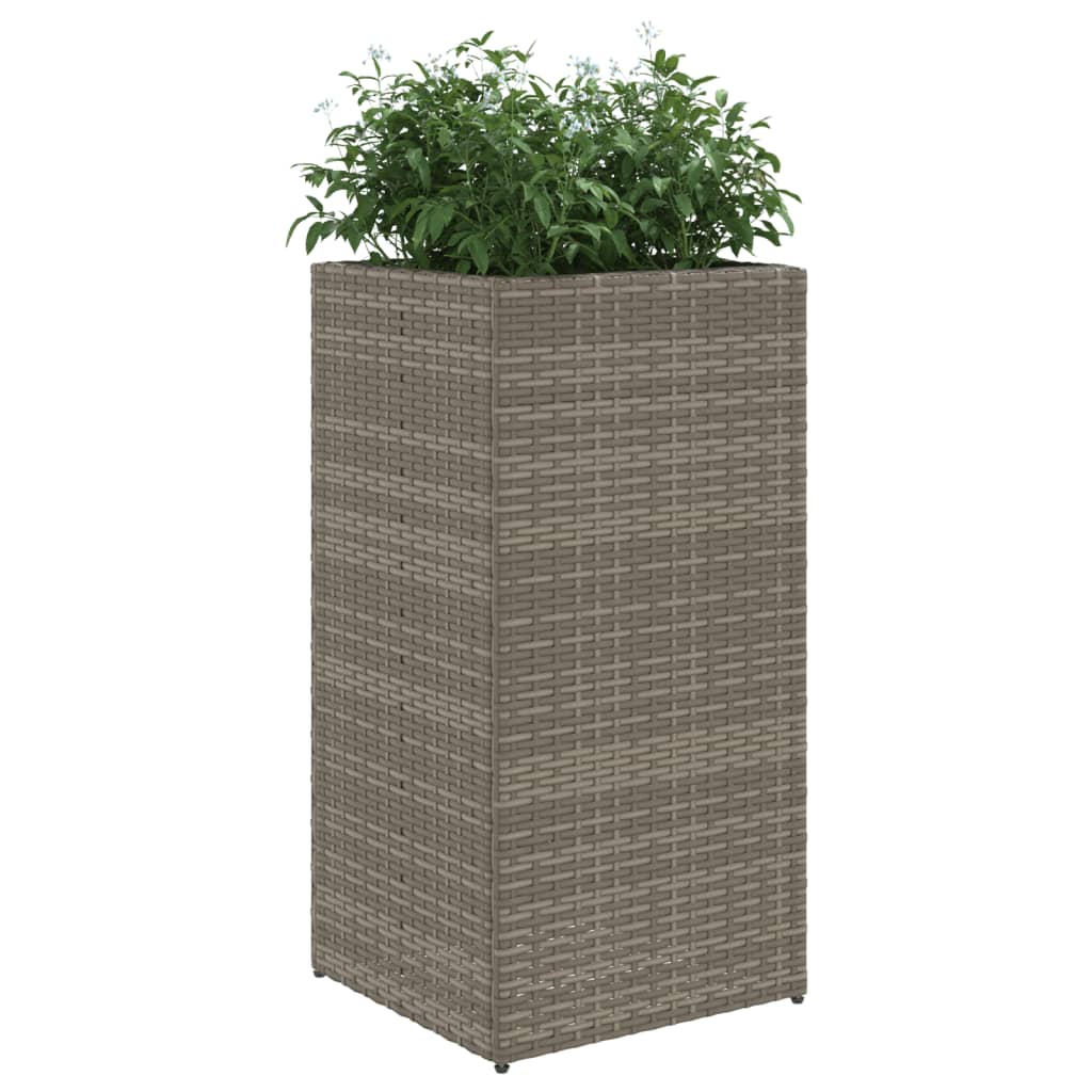 Plantenbakken 2 st 40x40x80 cm poly rattan grijs is nu te koop bij PeponiXL, paradijselijk wonen!