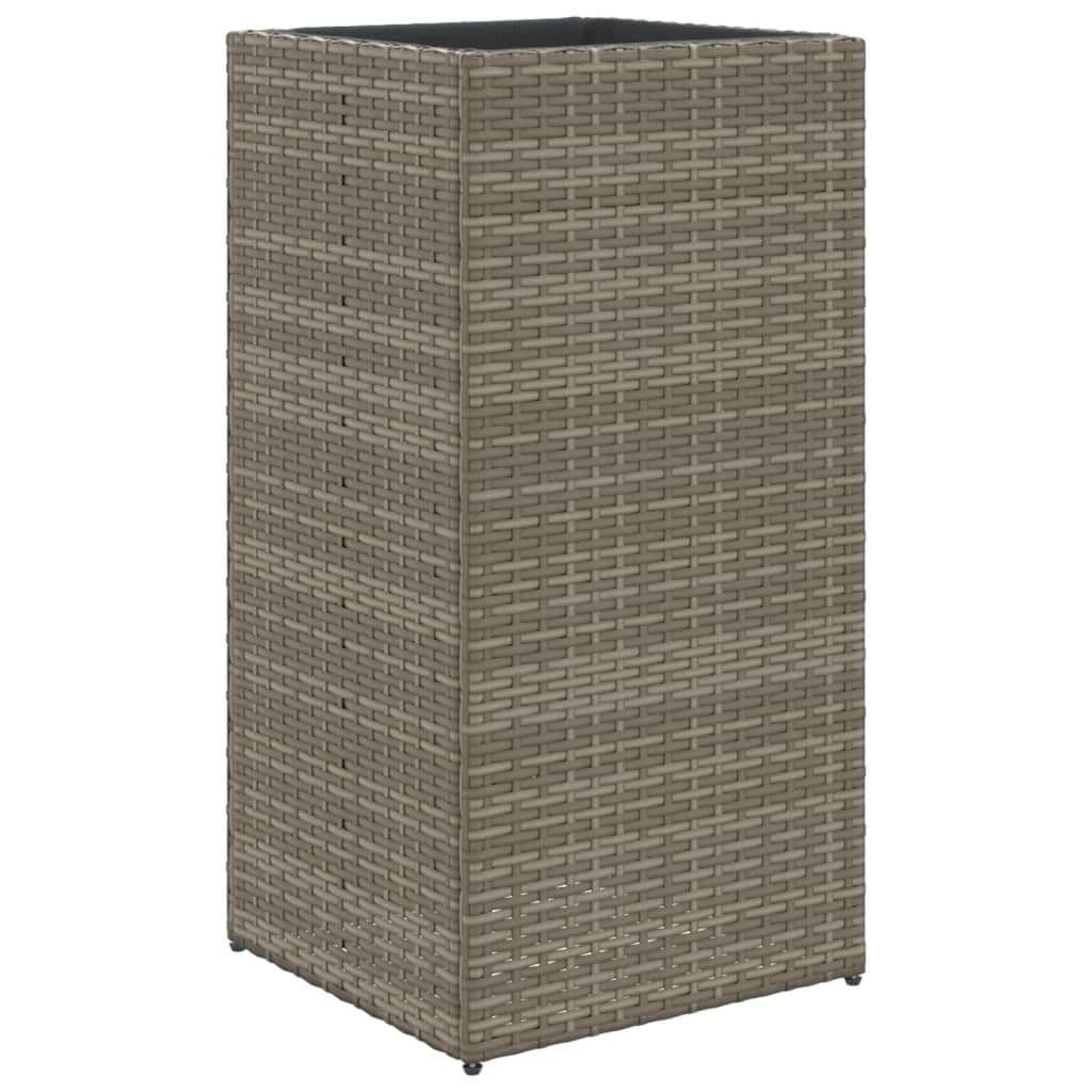 Plantenbakken 2 st 40x40x80 cm poly rattan grijs is nu te koop bij PeponiXL, paradijselijk wonen!