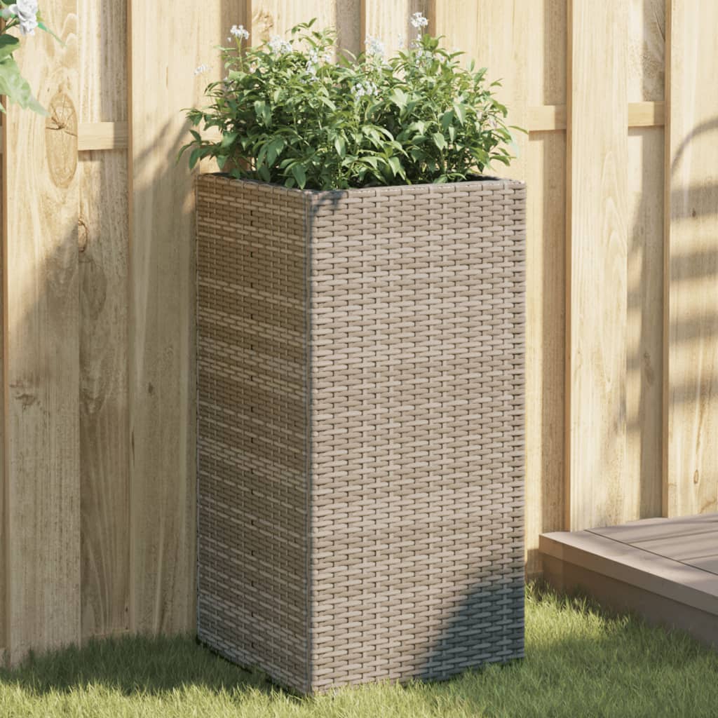 Plantenbakken 2 st 40x40x80 cm poly rattan grijs is nu te koop bij PeponiXL, paradijselijk wonen!