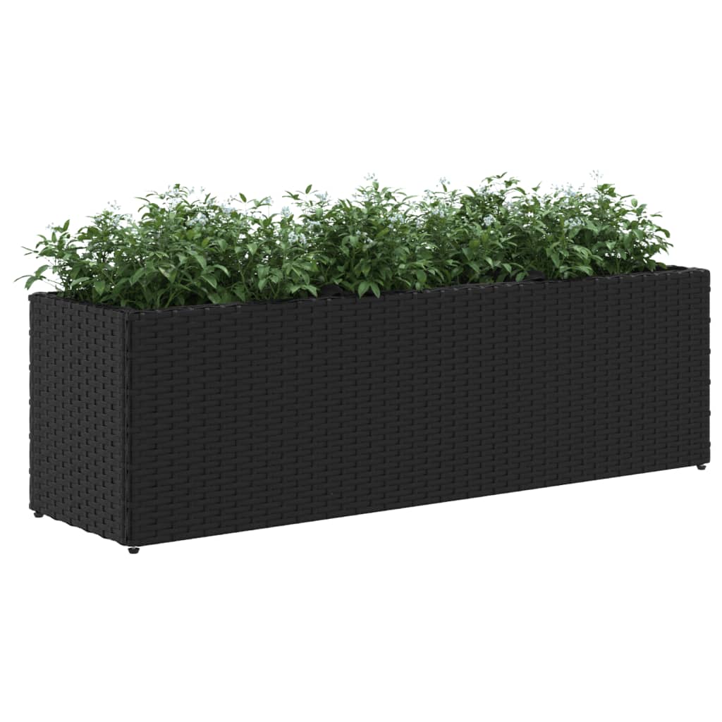 Plantenbakken met 3 potten 2 st 105x30x32 cm poly rattan zwart is nu te koop bij PeponiXL, paradijselijk wonen!