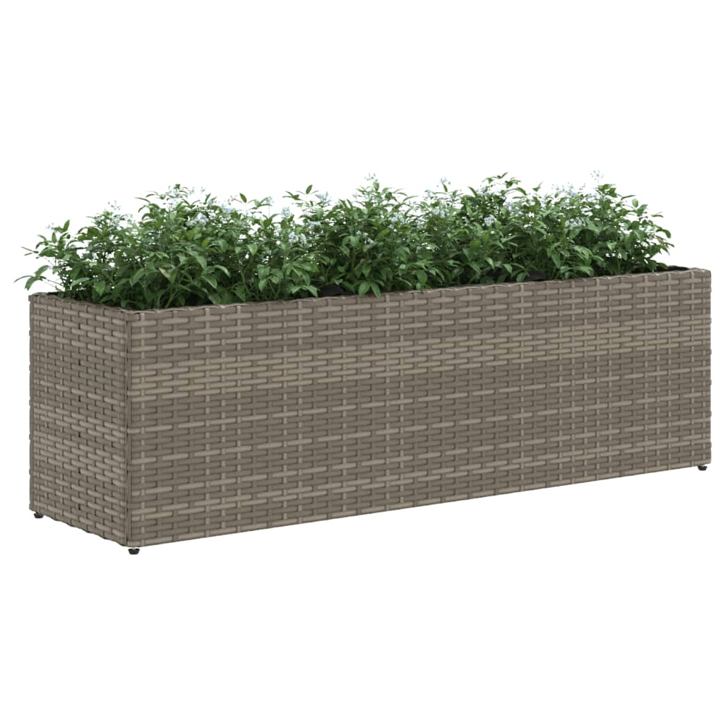 Plantenbakken met 3 potten 2 st 105x30x32 cm poly rattan grijs is nu te koop bij PeponiXL, paradijselijk wonen!