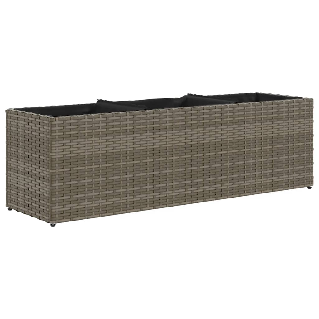 Plantenbakken met 3 potten 2 st 105x30x32 cm poly rattan grijs is nu te koop bij PeponiXL, paradijselijk wonen!