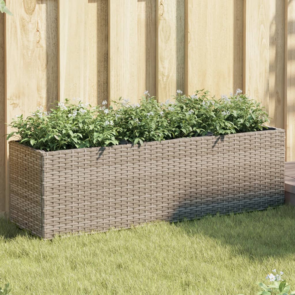 Plantenbakken met 3 potten 2 st 105x30x32 cm poly rattan grijs is nu te koop bij PeponiXL, paradijselijk wonen!