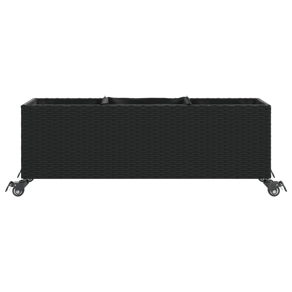 Plantenbakken met wielen 2 st 107x32x38 cm poly rattan zwart is nu te koop bij PeponiXL, paradijselijk wonen!
