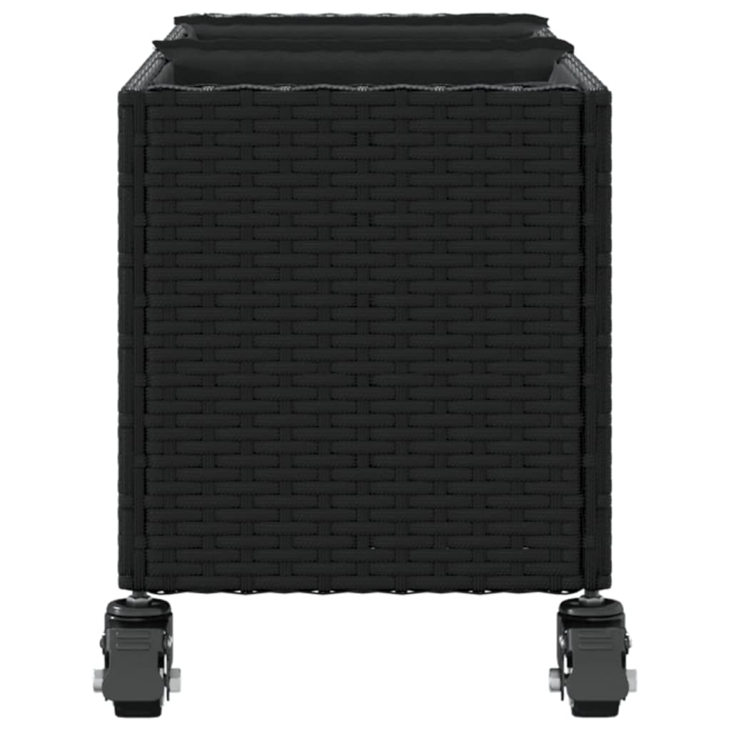 Plantenbakken met wielen 2 st 107x32x38 cm poly rattan zwart is nu te koop bij PeponiXL, paradijselijk wonen!