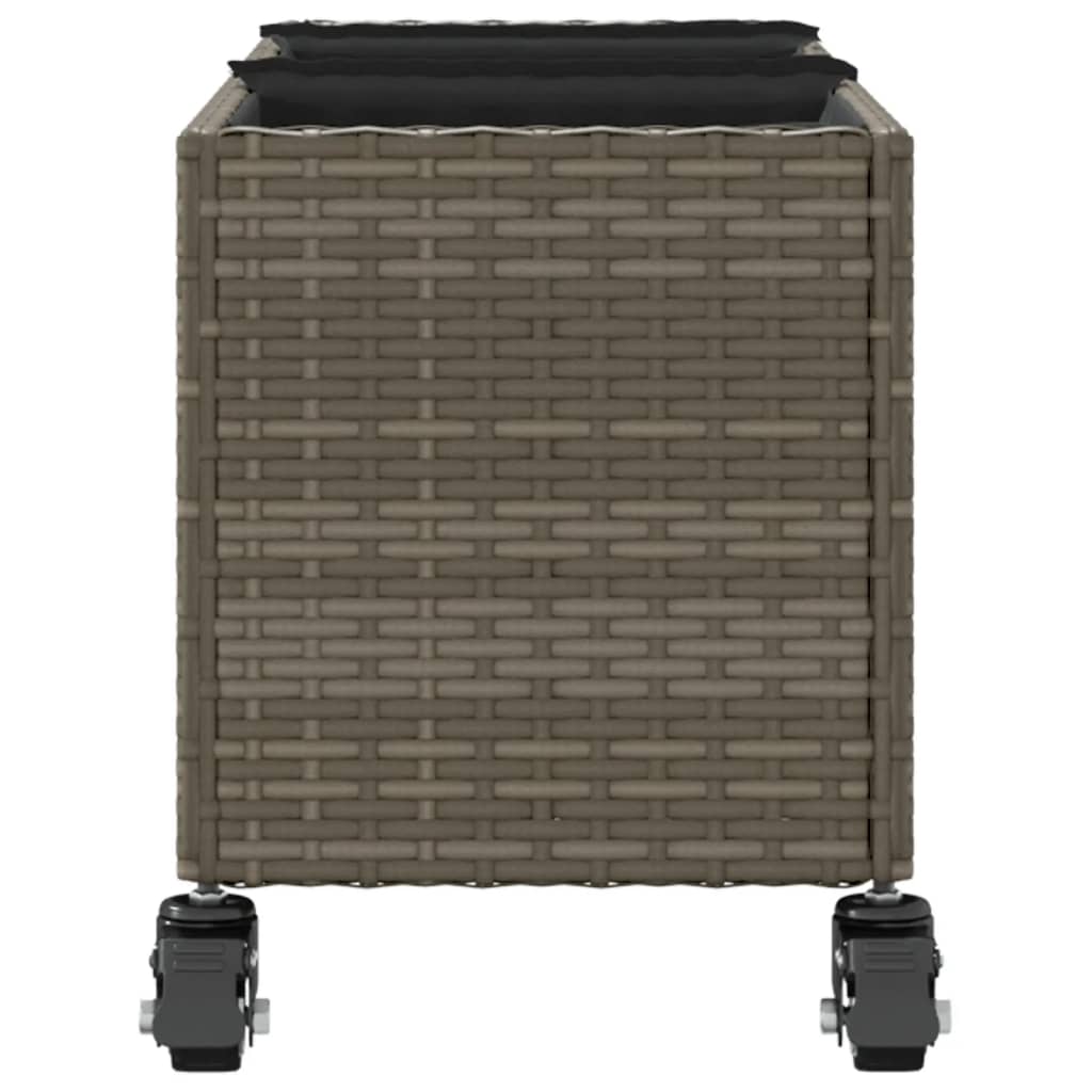 Plantenbakken met wielen 2 st 107x32x38 cm poly rattan grijs is nu te koop bij PeponiXL, paradijselijk wonen!