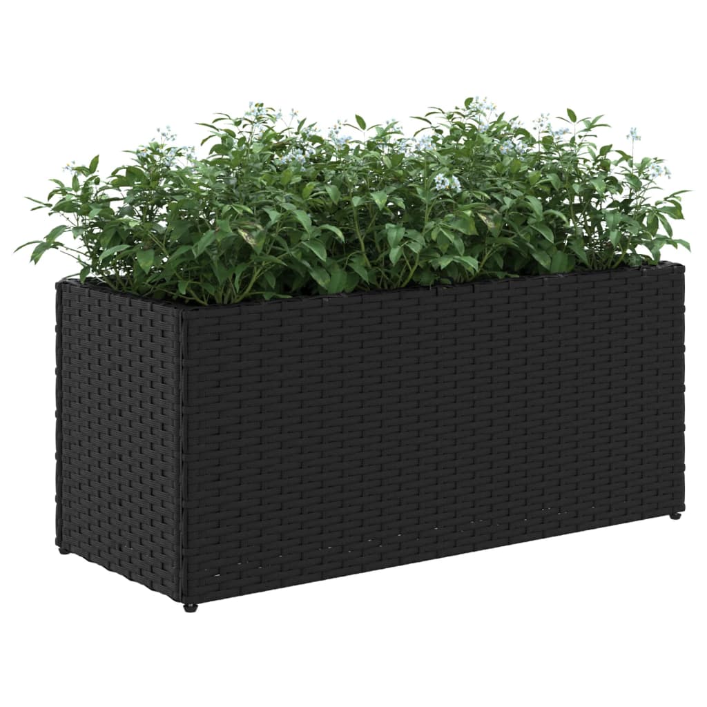Plantenbakken met 2 potten 2 st 72x30x32 cm poly rattan zwart is nu te koop bij PeponiXL, paradijselijk wonen!