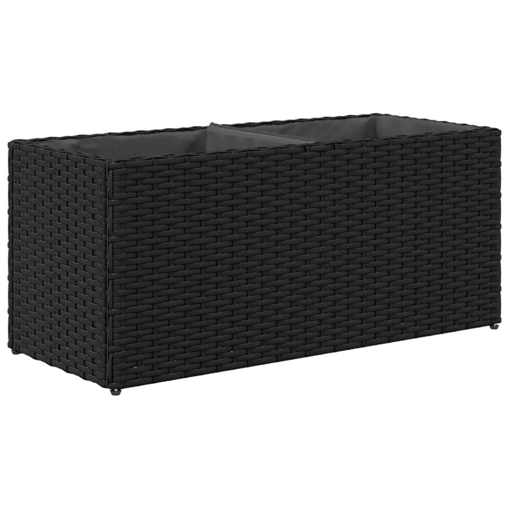Plantenbakken met 2 potten 2 st 72x30x32 cm poly rattan zwart is nu te koop bij PeponiXL, paradijselijk wonen!