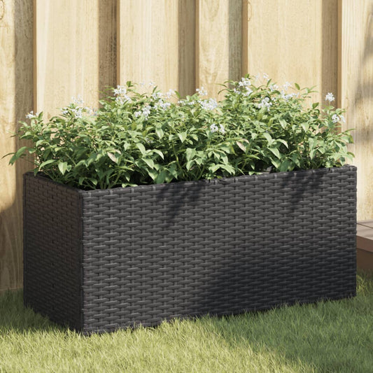 Plantenbakken met 2 potten 2 st 72x30x32 cm poly rattan zwart is nu te koop bij PeponiXL, paradijselijk wonen!