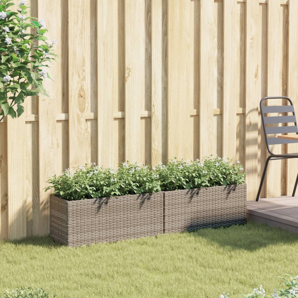 Plantenbakken met 2 potten 2 st 72x30x32 cm poly rattan grijs is nu te koop bij PeponiXL, paradijselijk wonen!