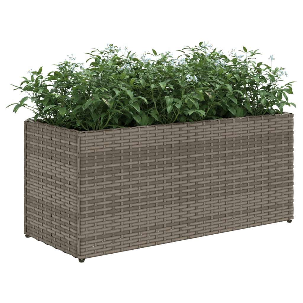 Plantenbakken met 2 potten 2 st 72x30x32 cm poly rattan grijs is nu te koop bij PeponiXL, paradijselijk wonen!
