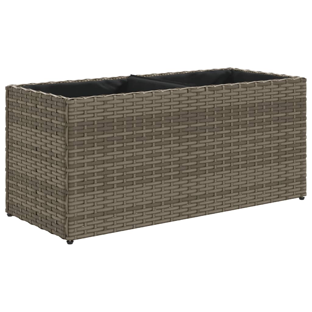 Plantenbakken met 2 potten 2 st 72x30x32 cm poly rattan grijs is nu te koop bij PeponiXL, paradijselijk wonen!
