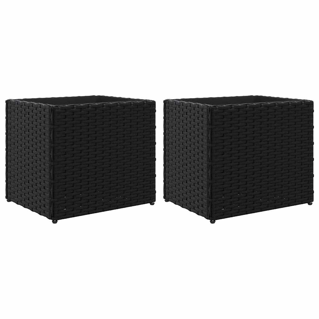 Plantenbakken 2 st 36x30x32 cm poly rattan zwart is nu te koop bij PeponiXL, paradijselijk wonen!
