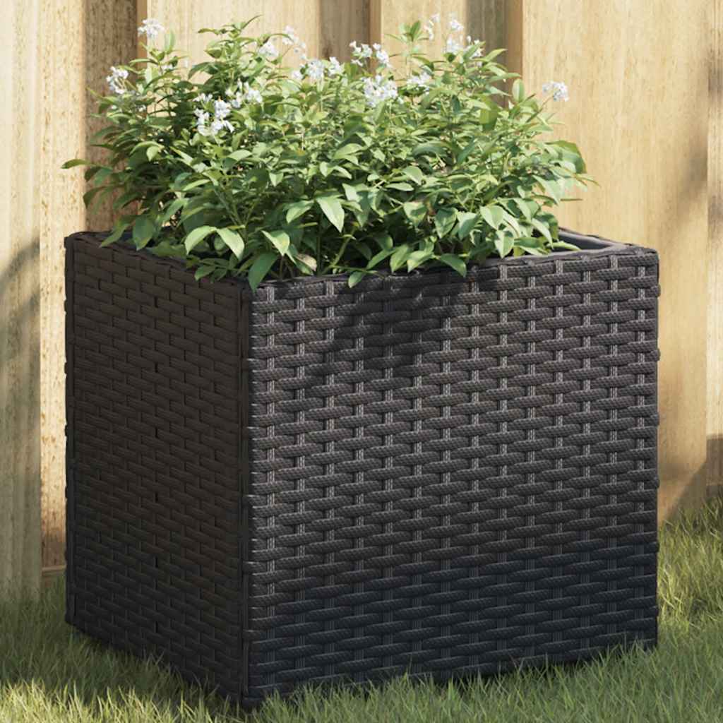 Plantenbakken 2 st 36x30x32 cm poly rattan zwart is nu te koop bij PeponiXL, paradijselijk wonen!