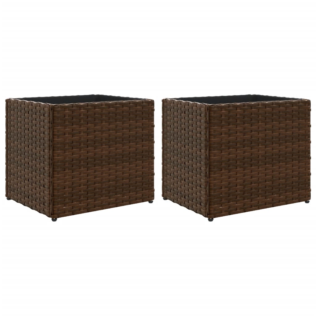 Plantenbakken 2 st 36x30x32 cm poly rattan bruin is nu te koop bij PeponiXL, paradijselijk wonen!