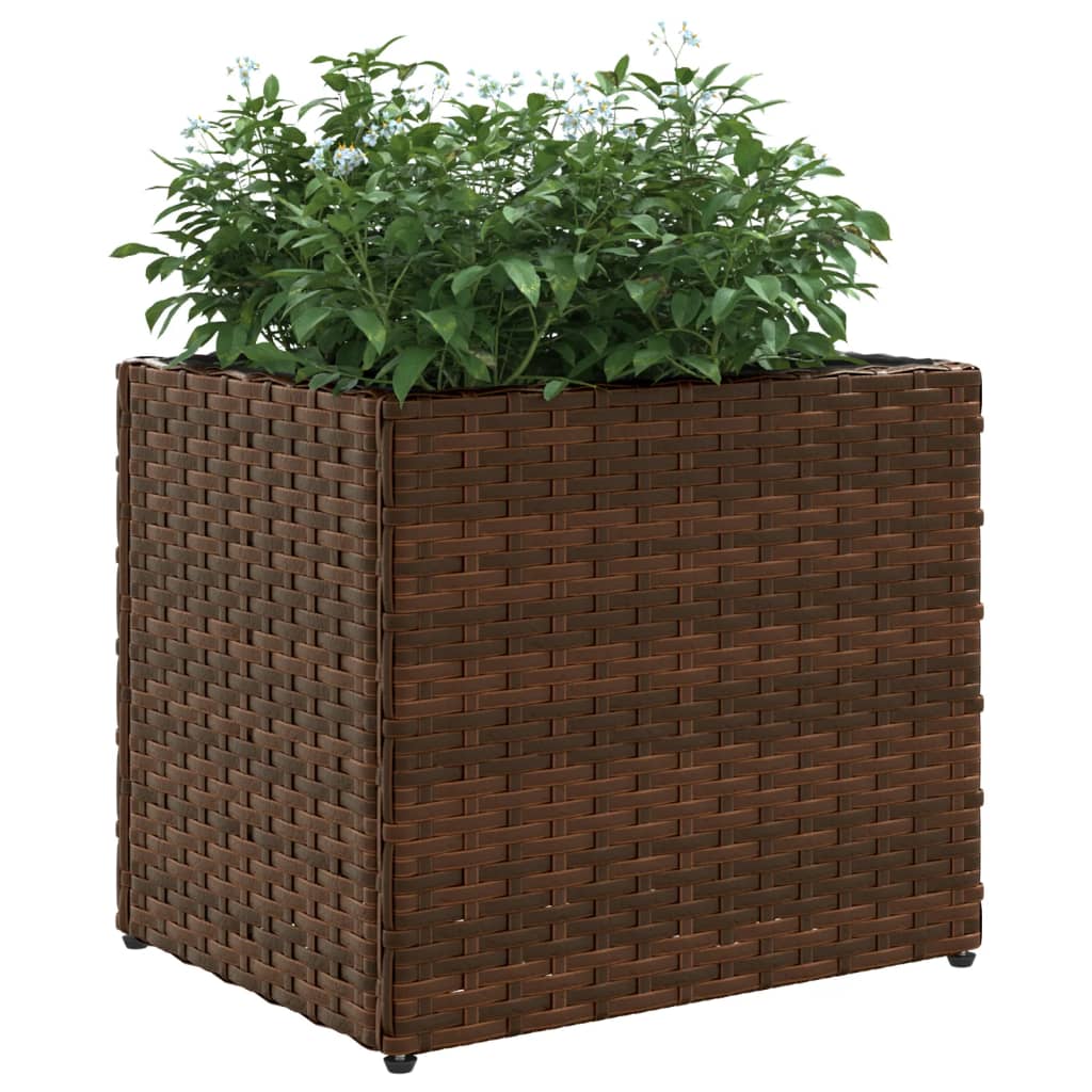 Plantenbakken 2 st 36x30x32 cm poly rattan bruin is nu te koop bij PeponiXL, paradijselijk wonen!