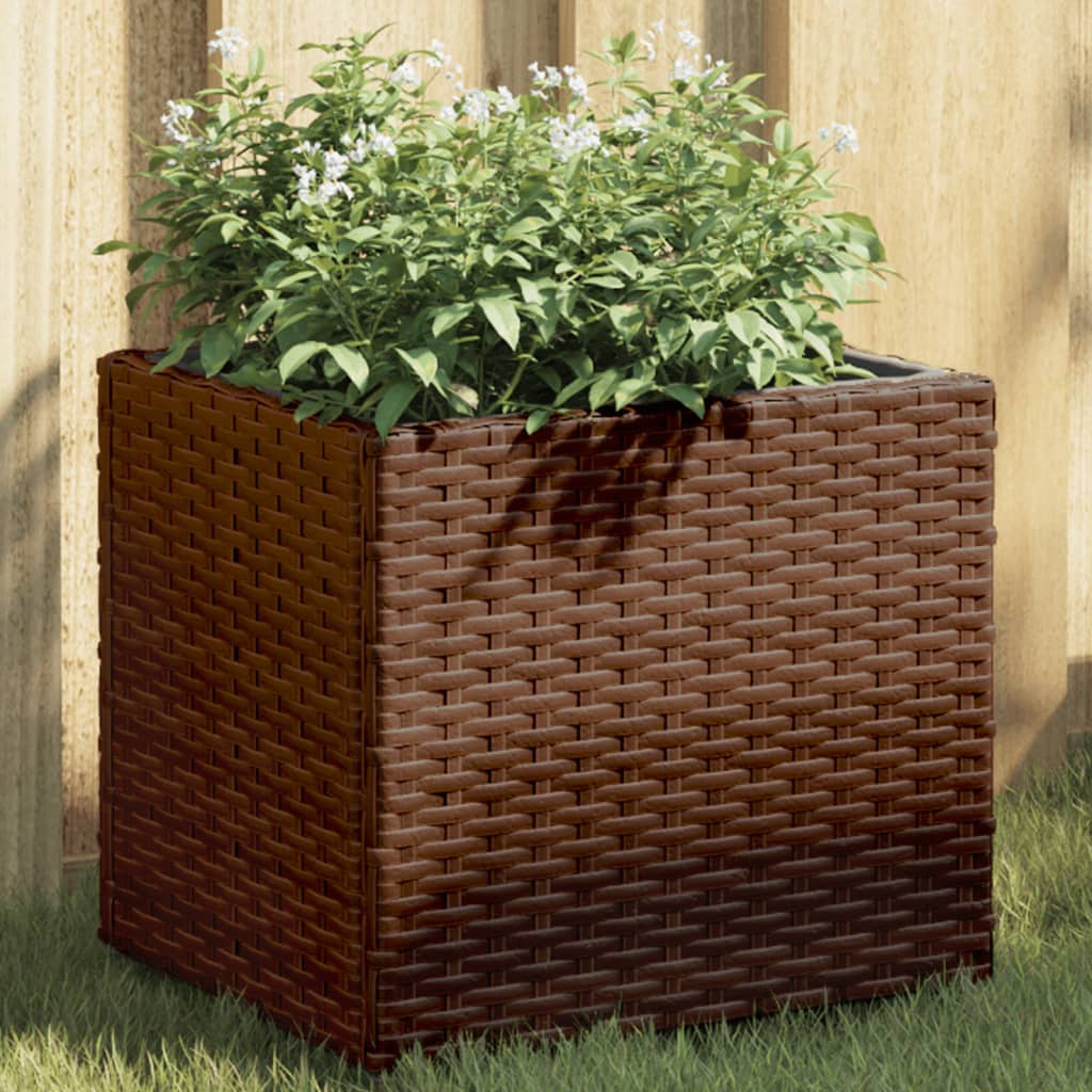 Plantenbakken 2 st 36x30x32 cm poly rattan bruin is nu te koop bij PeponiXL, paradijselijk wonen!