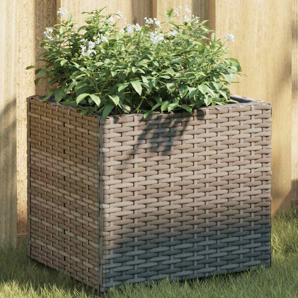 Plantenbakken 2 st 36x30x32 cm poly rattan grijs is nu te koop bij PeponiXL, paradijselijk wonen!