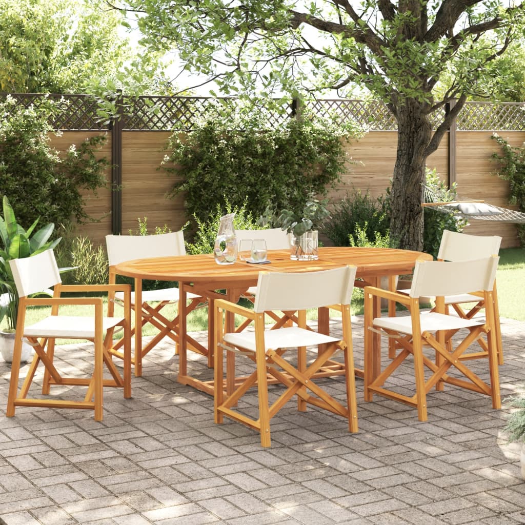Tuinstoelen 6 st inklapbaar stof crèmewit is nu te koop bij PeponiXL, paradijselijk wonen!