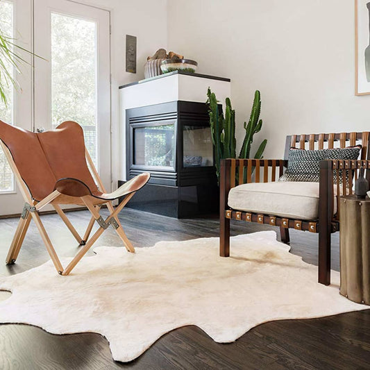 Vloerkleed 180x220 cm echte koeienhuid beige is nu te koop bij PeponiXL, paradijselijk wonen!