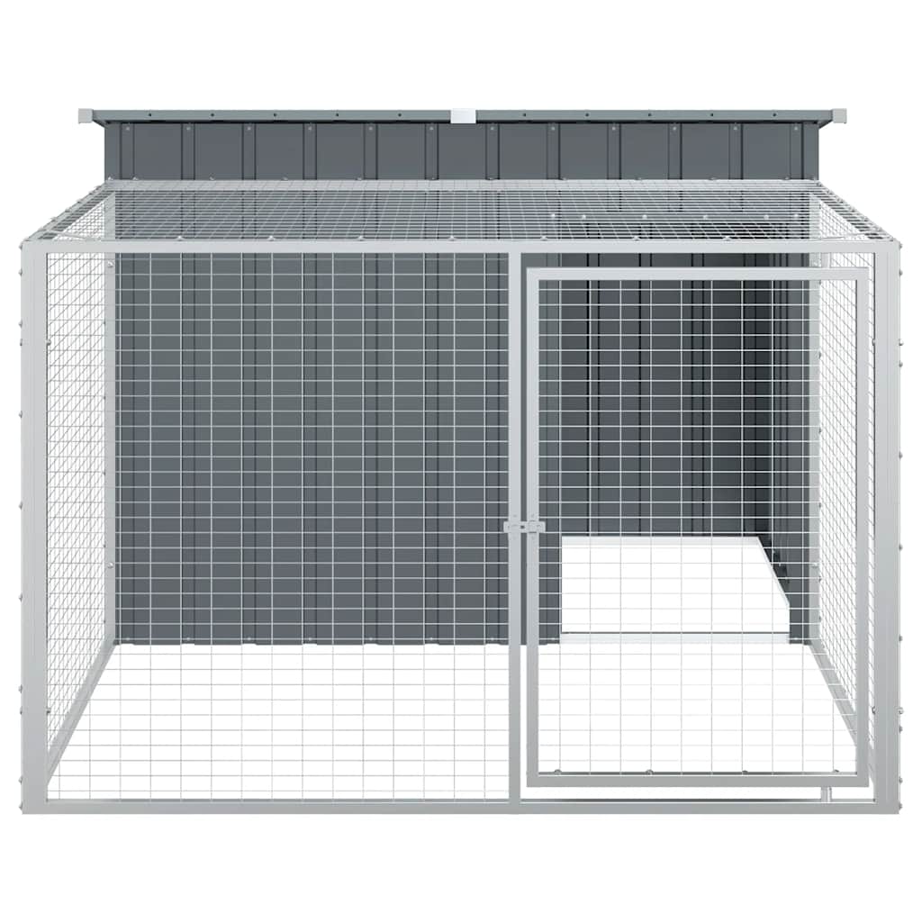 Hondenhok met ren antraciet 153x194x110 cm gegalvaniseerd staal is nu te koop bij PeponiXL, paradijselijk wonen!