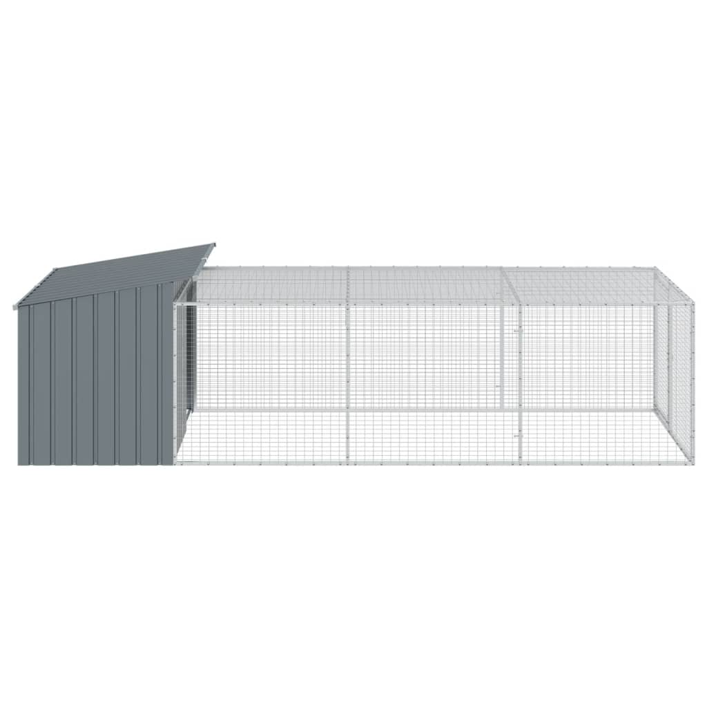Hondenhok met ren antraciet 153x396x110 cm gegalvaniseerd staal is nu te koop bij PeponiXL, paradijselijk wonen!