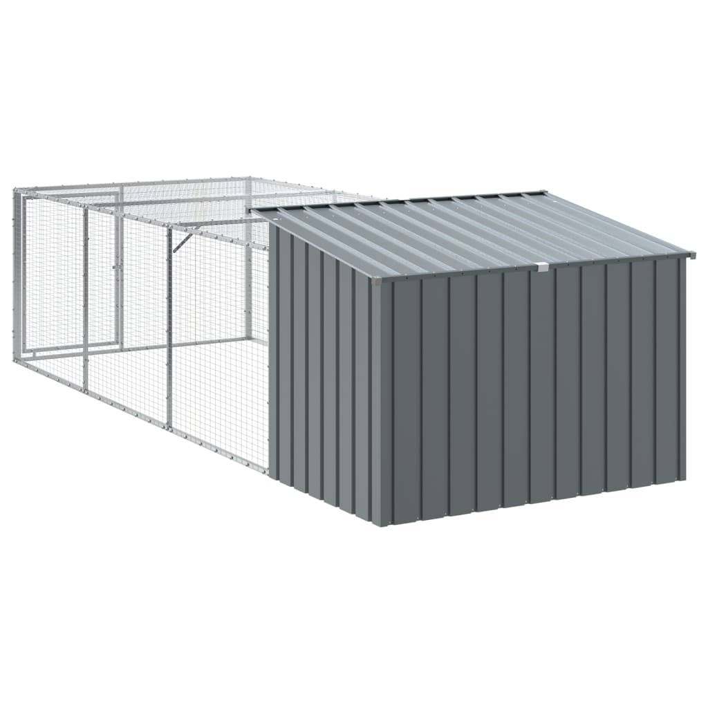 Hondenhok met ren antraciet 153x396x110 cm gegalvaniseerd staal is nu te koop bij PeponiXL, paradijselijk wonen!