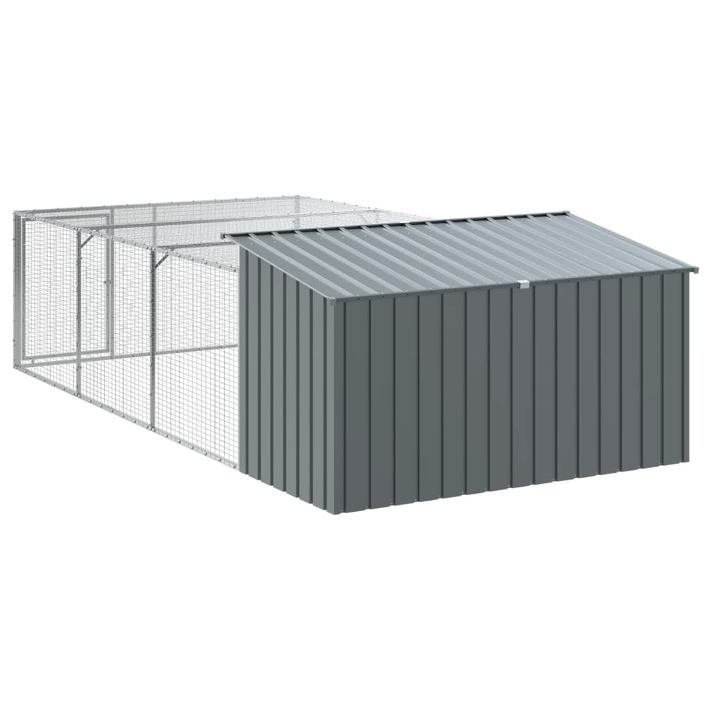 Hondenhok met ren antraciet 197x396x110 cm gegalvaniseerd staal is nu te koop bij PeponiXL, paradijselijk wonen!