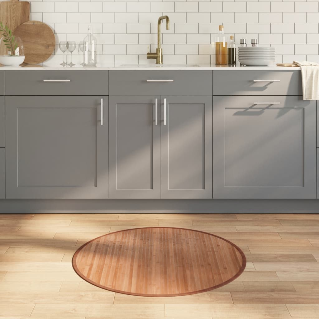 Vloerkleed rond 80 cm bamboe naturel is nu te koop bij PeponiXL, paradijselijk wonen!