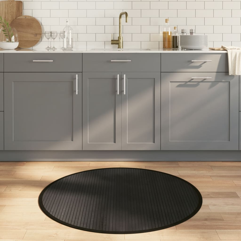 Vloerkleed rond 100 cm bamboe zwart is nu te koop bij PeponiXL, paradijselijk wonen!