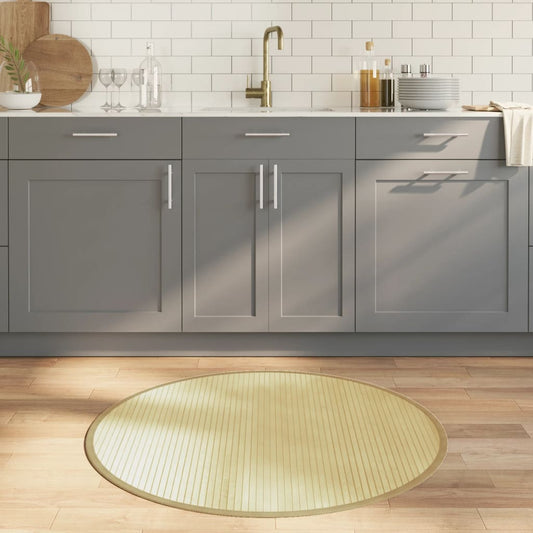 Vloerkleed rond 100 cm bamboe lichtnaturel is nu te koop bij PeponiXL, paradijselijk wonen!