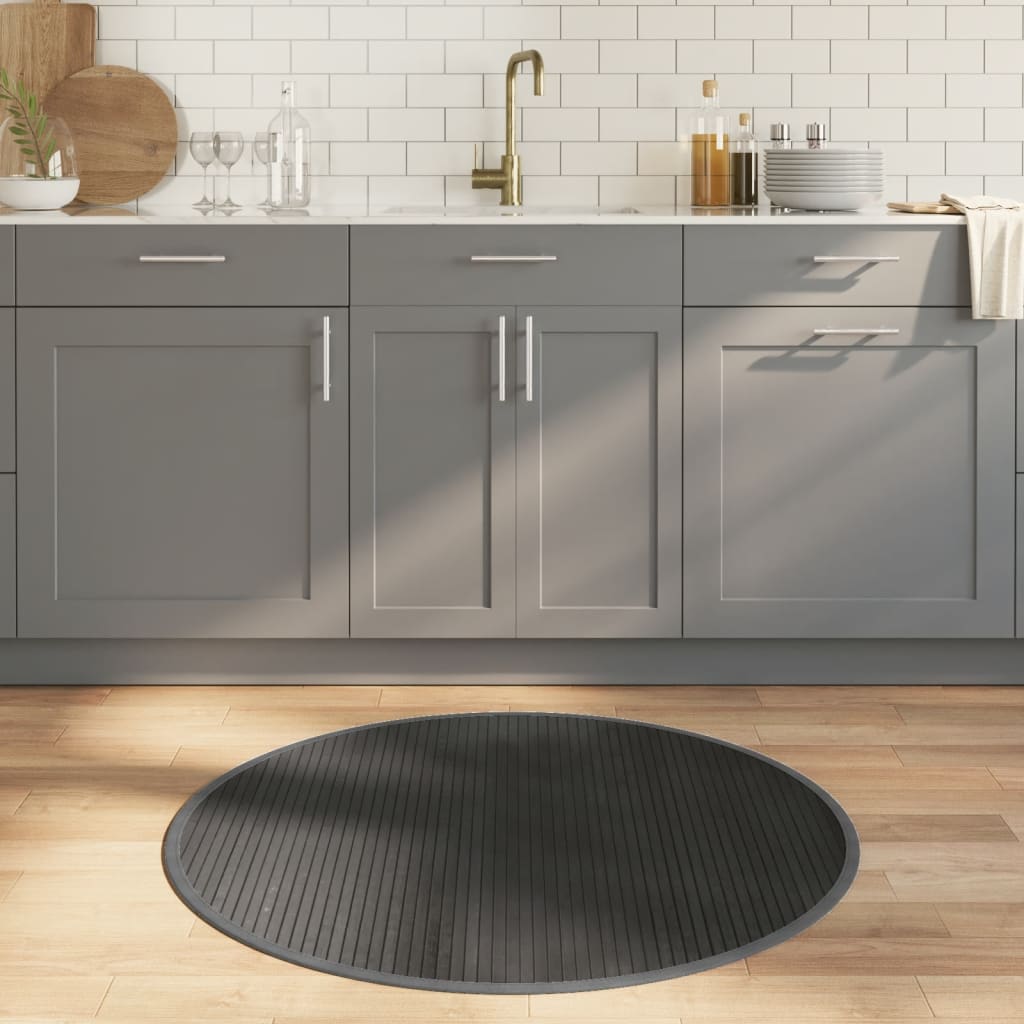 Vloerkleed rond 100 cm bamboe grijs is nu te koop bij PeponiXL, paradijselijk wonen!