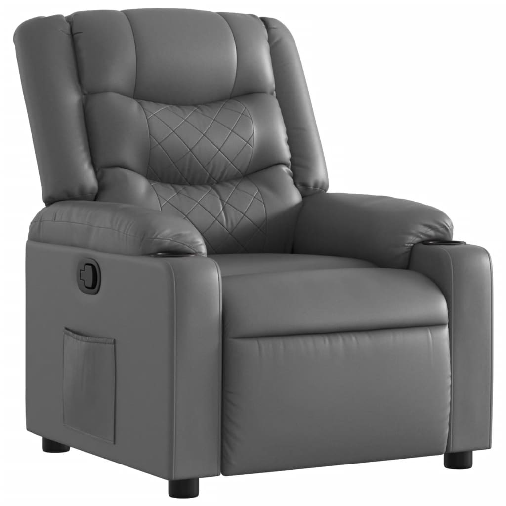 Fauteuil verstelbaar kunstleer grijs is nu te koop bij PeponiXL, paradijselijk wonen!