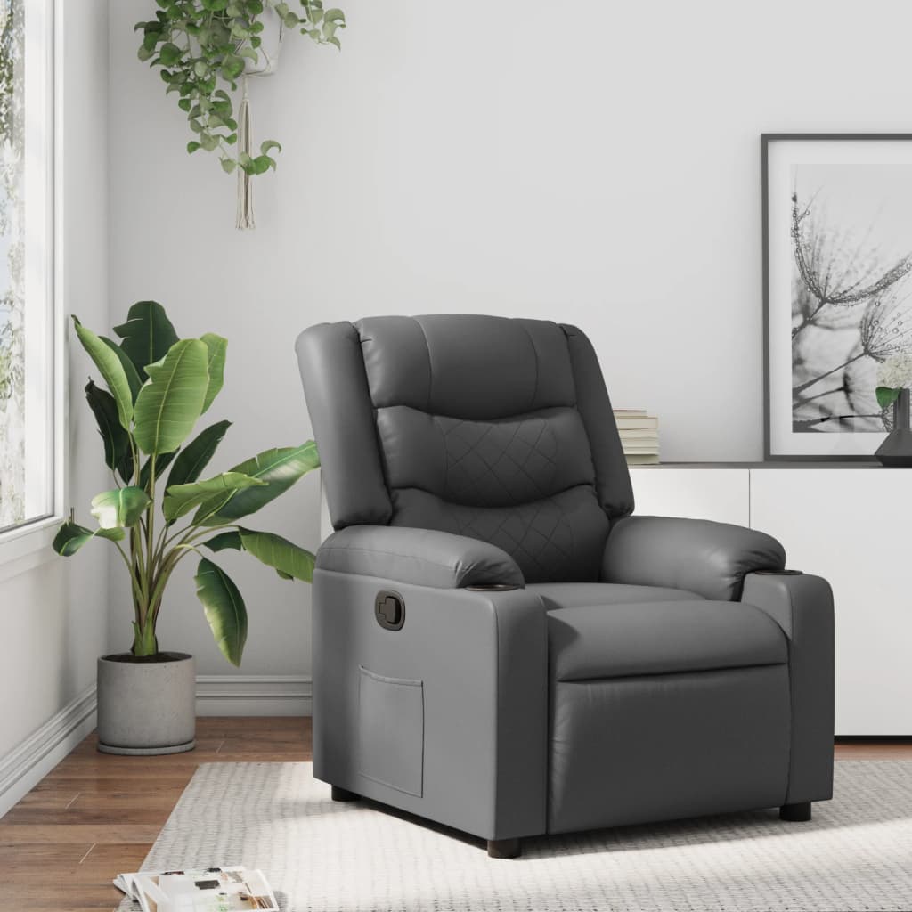 Fauteuil verstelbaar kunstleer grijs is nu te koop bij PeponiXL, paradijselijk wonen!