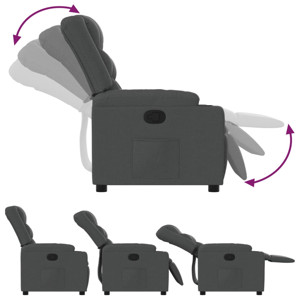Fauteuil verstelbaar stof donkergrijs is nu te koop bij PeponiXL, paradijselijk wonen!