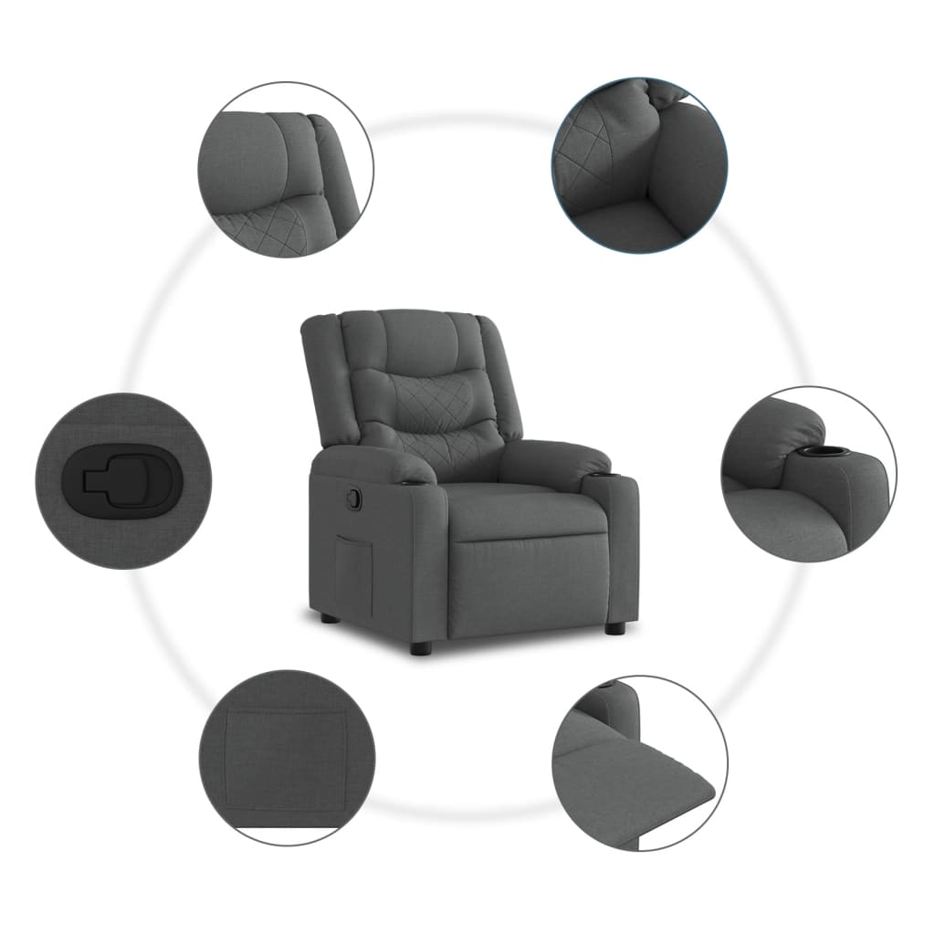 Fauteuil verstelbaar stof donkergrijs is nu te koop bij PeponiXL, paradijselijk wonen!