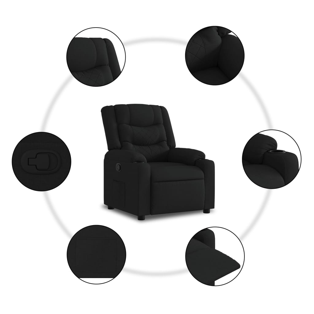 Fauteuil verstelbaar stof zwart is nu te koop bij PeponiXL, paradijselijk wonen!