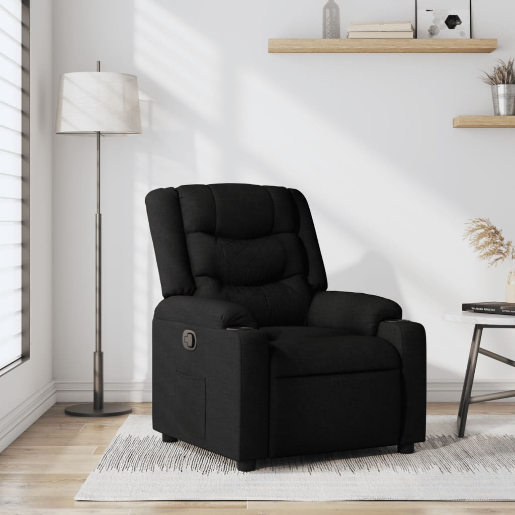 Fauteuil verstelbaar stof zwart is nu te koop bij PeponiXL, paradijselijk wonen!