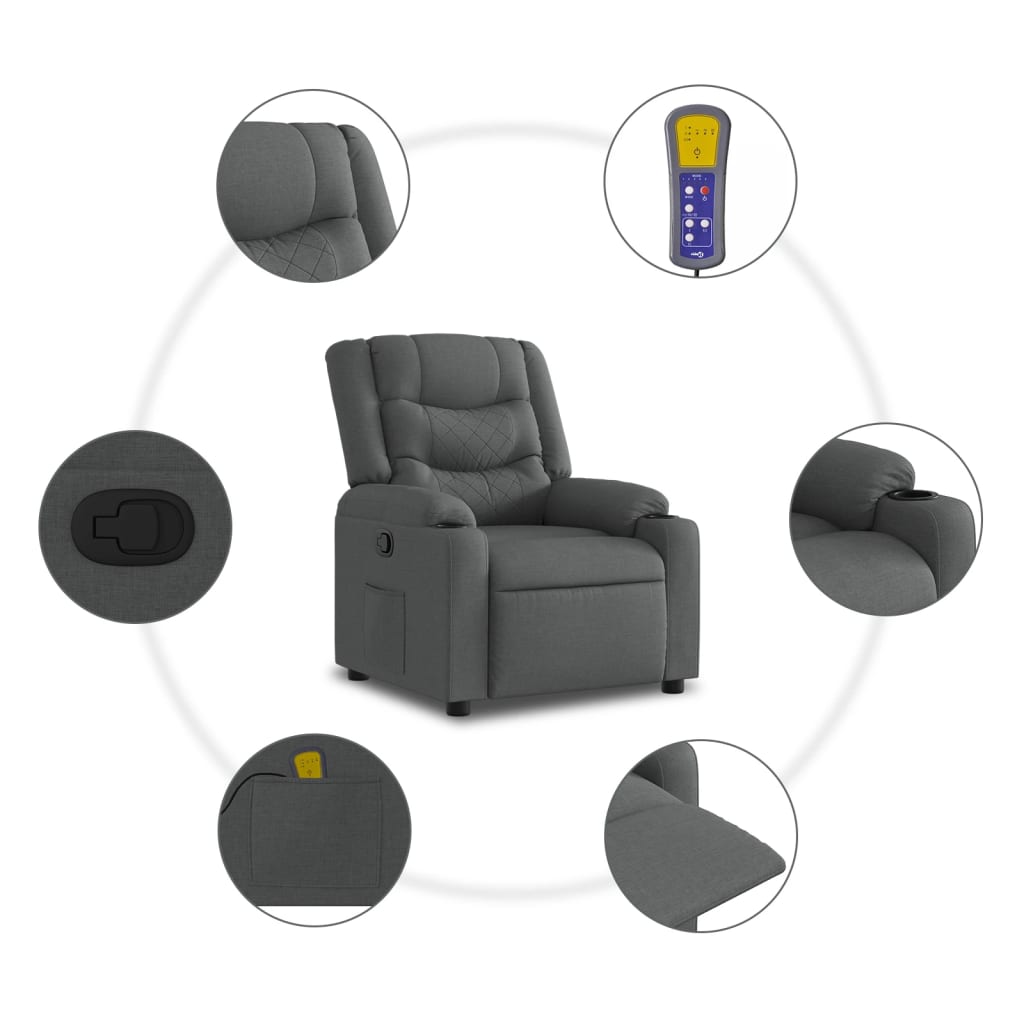 Massagestoel verstelbaar stof donkergrijs is nu te koop bij PeponiXL, paradijselijk wonen!