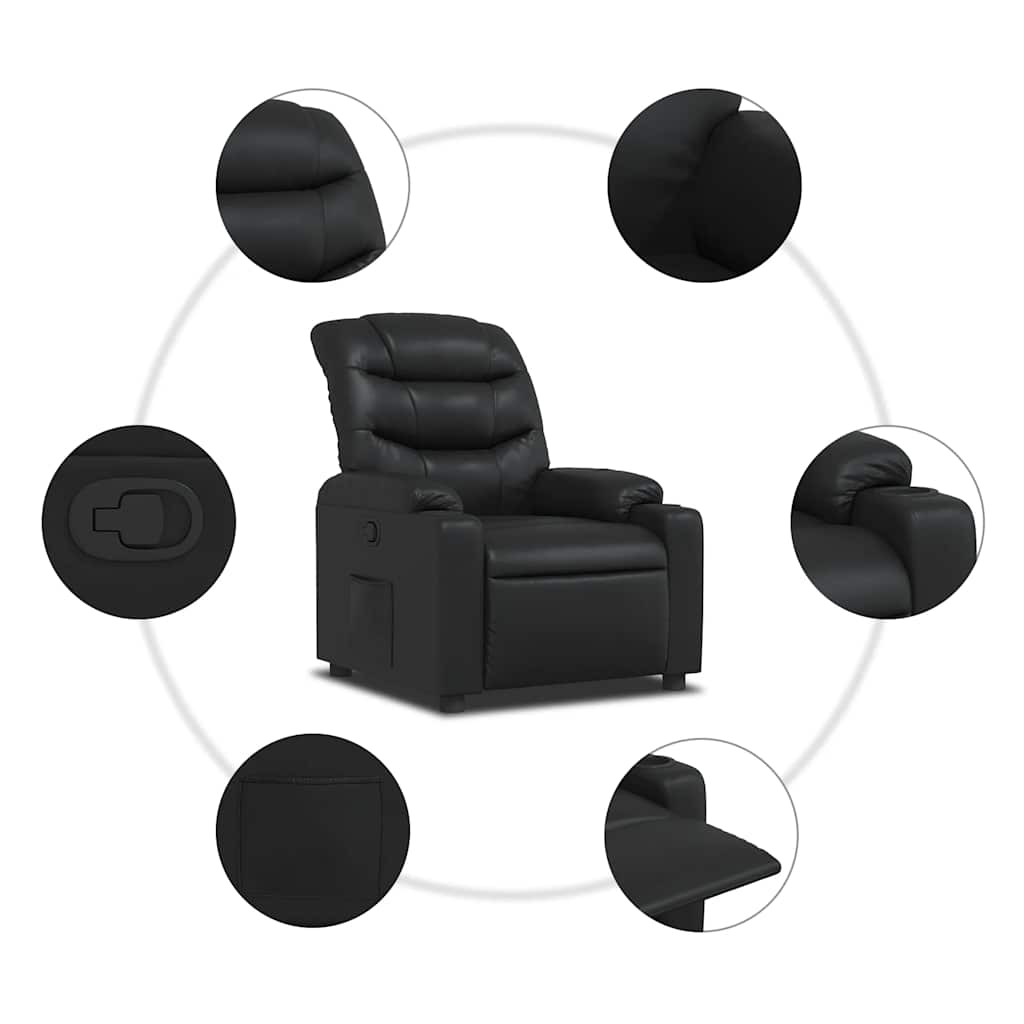 Fauteuil verstelbaar kunstleer zwart is nu te koop bij PeponiXL, paradijselijk wonen!