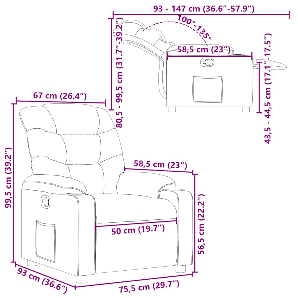 Fauteuil verstelbaar kunstleer zwart is nu te koop bij PeponiXL, paradijselijk wonen!